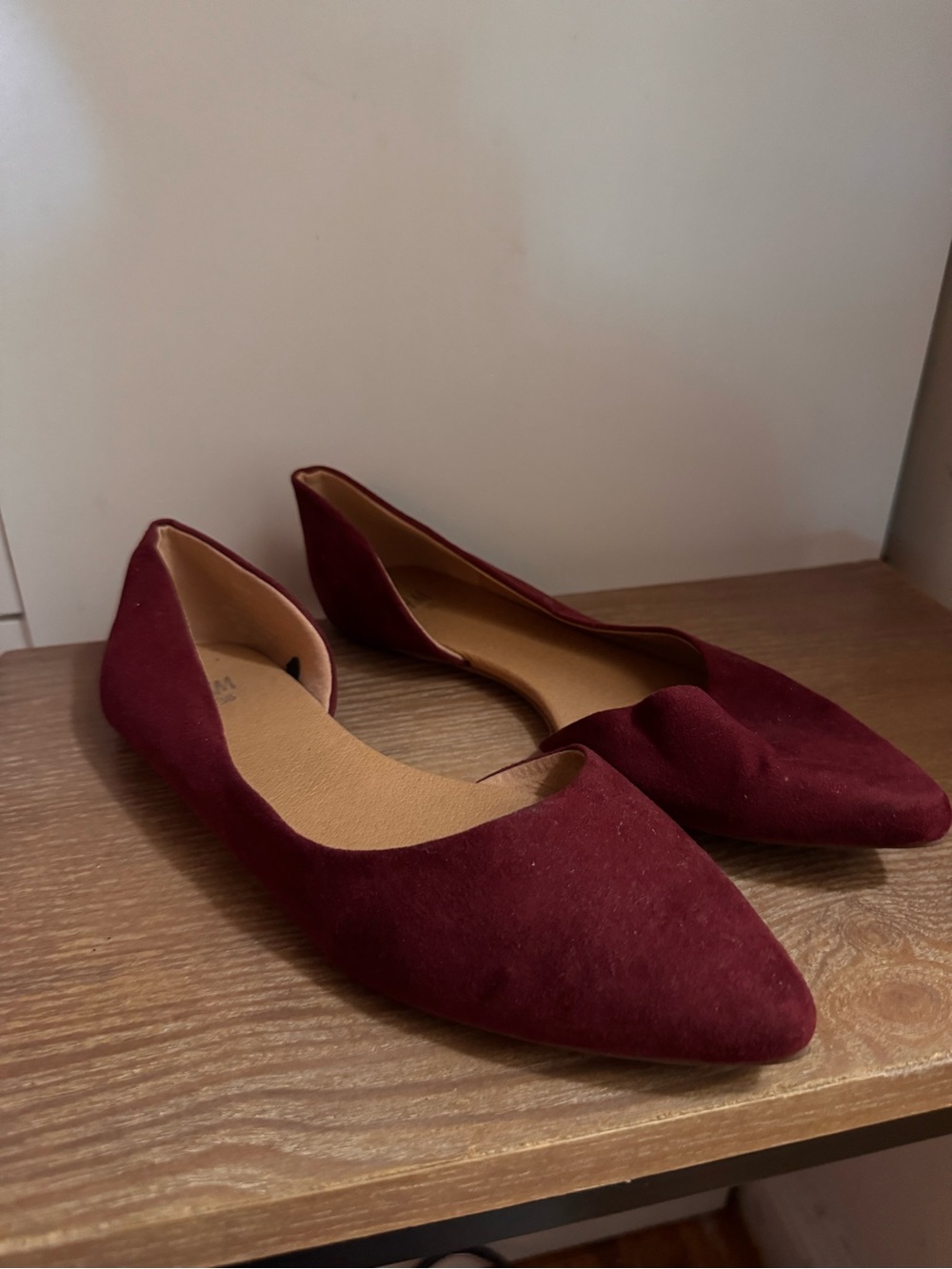H&M Women’s Pointed D'Orsay Flats in Burgundy